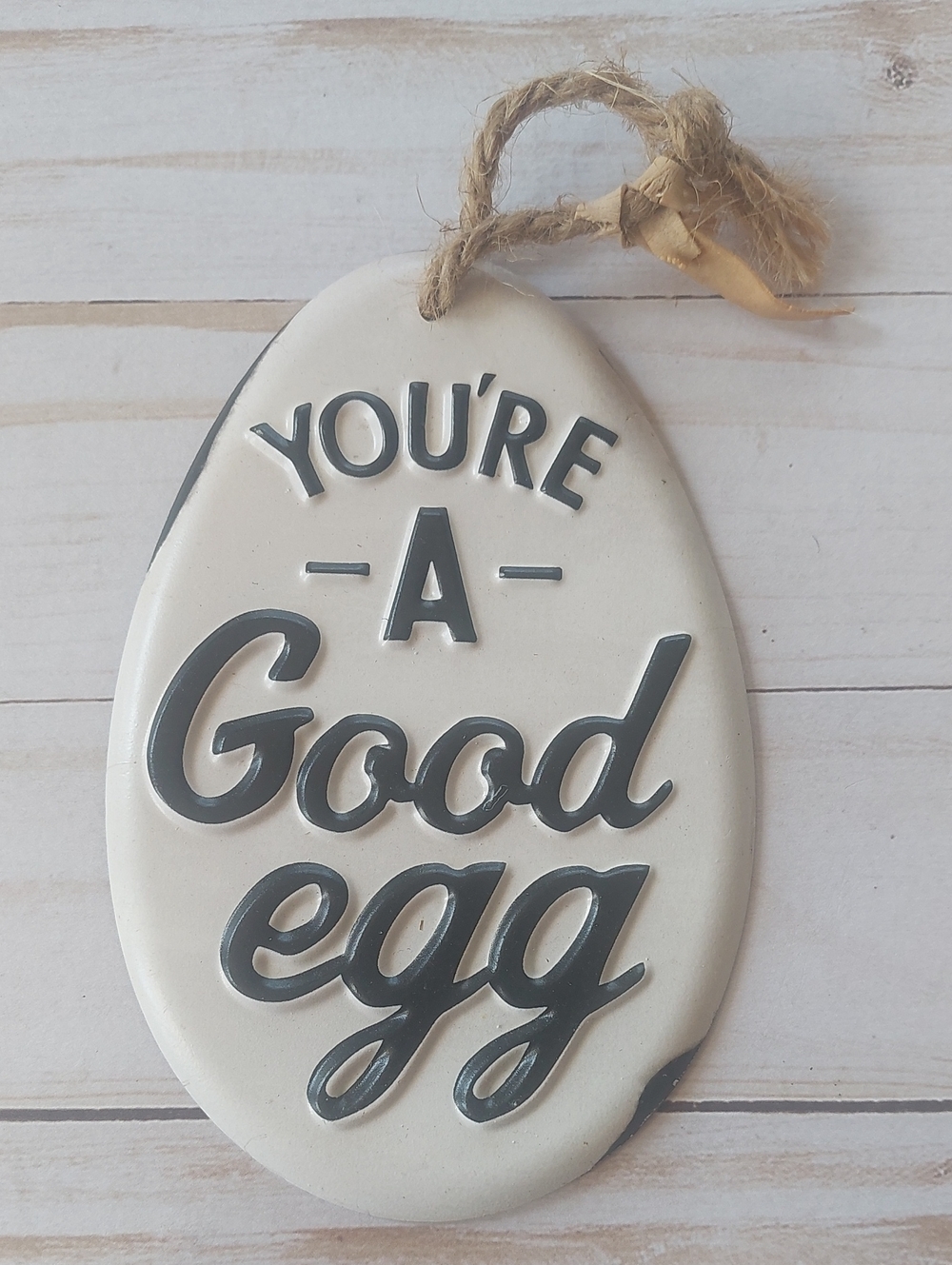 "You're A Good Egg" Wall Hanging - White and Black